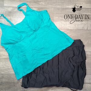 CharmLeaks Plus Size Skirted Drawstring Tankini Swimsuit Size 3X